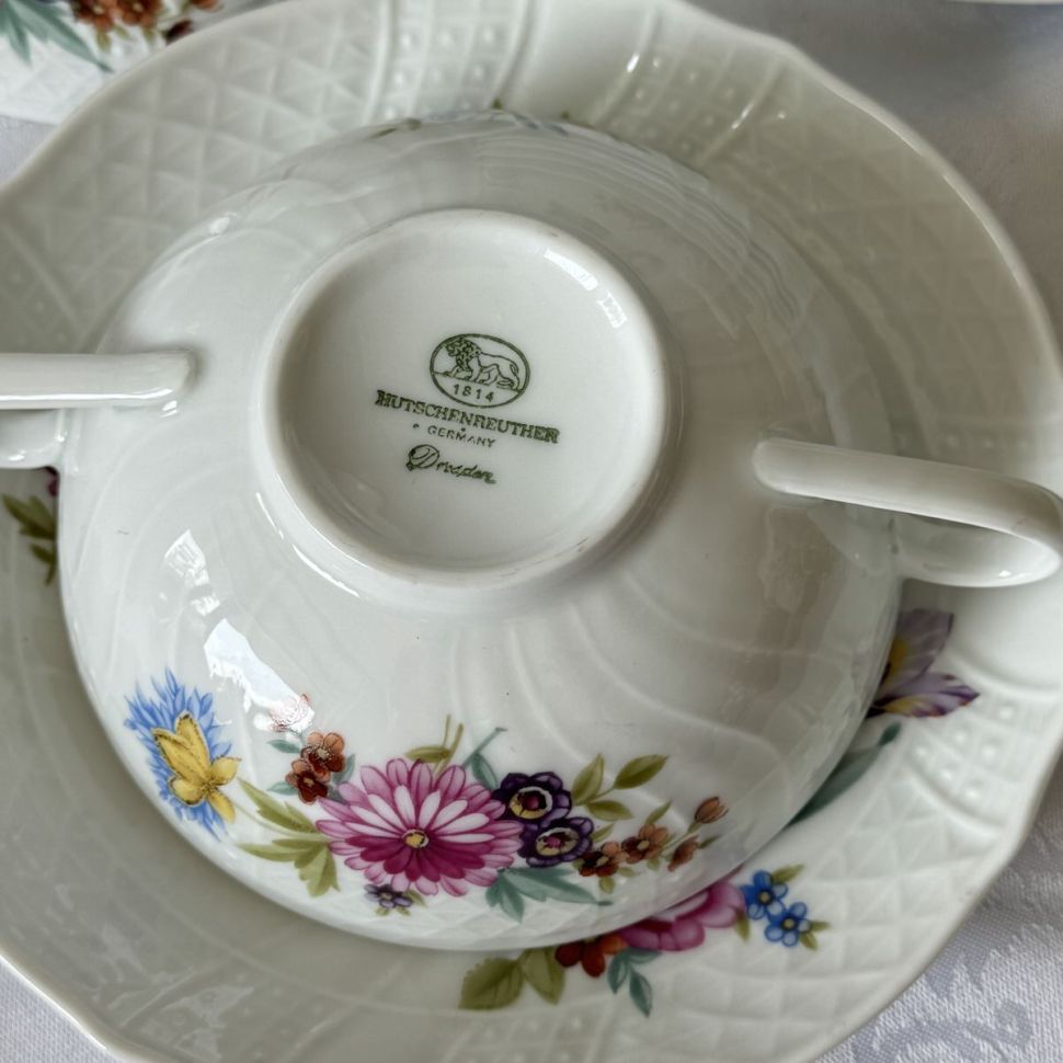 Бульонная пара Hutschenreuther Dresden Мейсенский букет 300 мл Германия