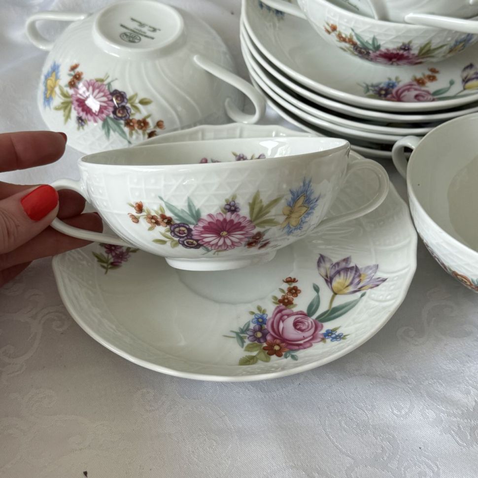 Бульонная пара Hutschenreuther Dresden Мейсенский букет 300 мл Германия