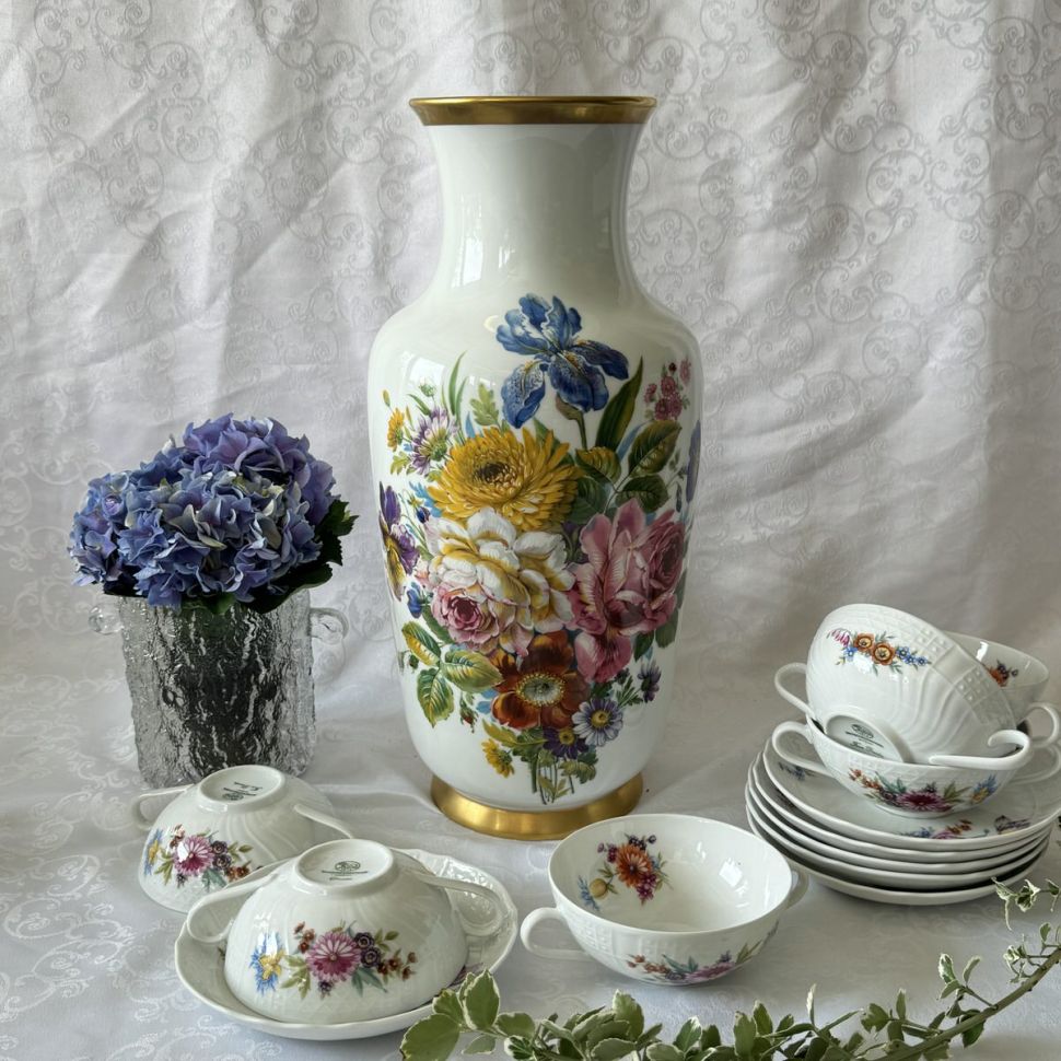 Бульонная пара Hutschenreuther Dresden Мейсенский букет 300 мл Германия