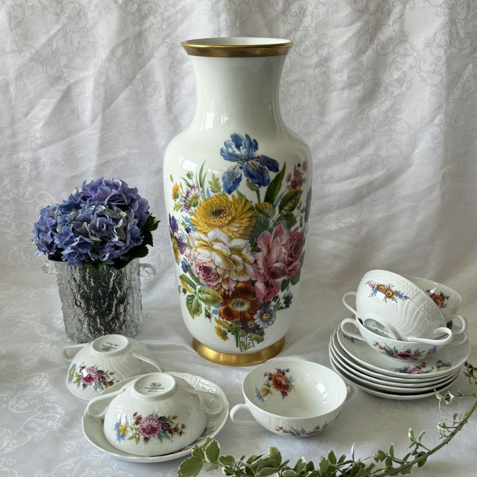 Бульонная пара Hutschenreuther Dresden Мейсенский букет 300 мл Германия