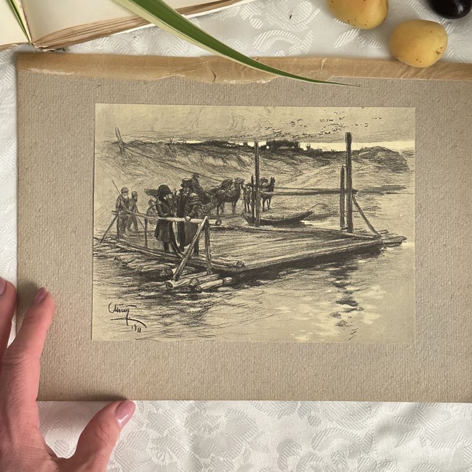 Литография 1912 г Война и Мир на картоне