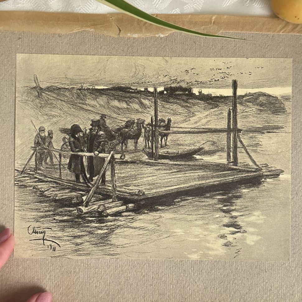 Литография 1912 г Война и Мир на картоне