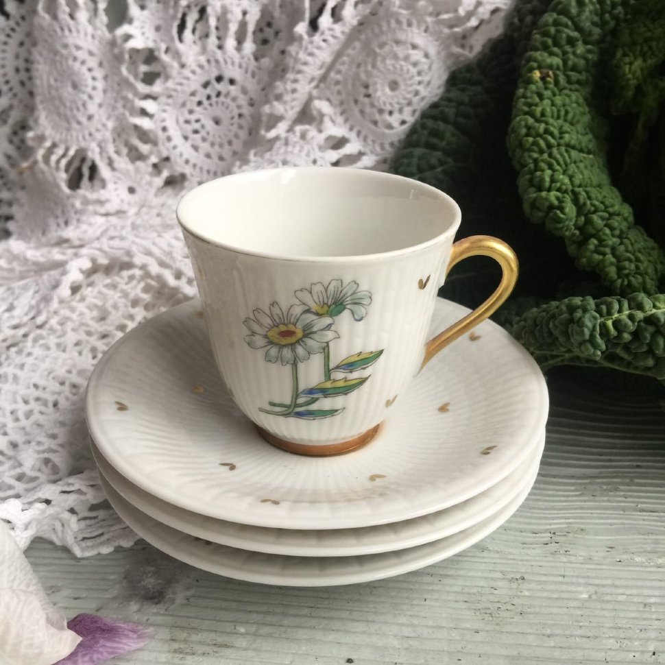 Кофейная пара Rörstrand, Маргаритка, ручная роспись