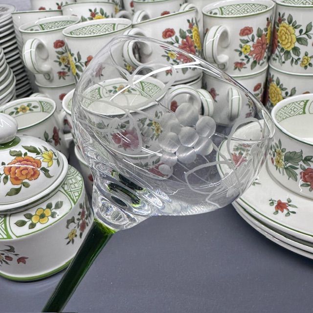 Бокал на высокой зеленой ножке 200 мл хрусталь