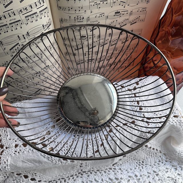 Корзинка сухарница овал на ножке 27 см мельхиор