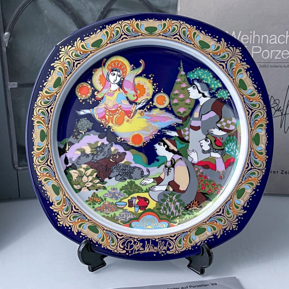 Тарелка Rosenthal Рождественские песни 28 см фарфор Германия 1991 г.  