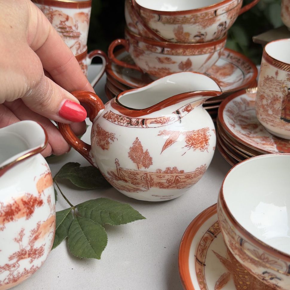 Молочник Гейши за столом терракота 180 мл фарфор Япония