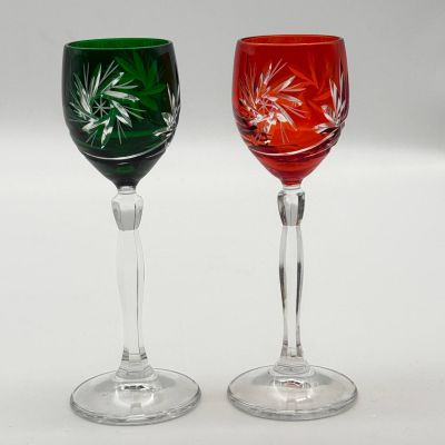 Рюмка на высокой ножке набор 2 шт. 80 мл цветной хрусталь Германия