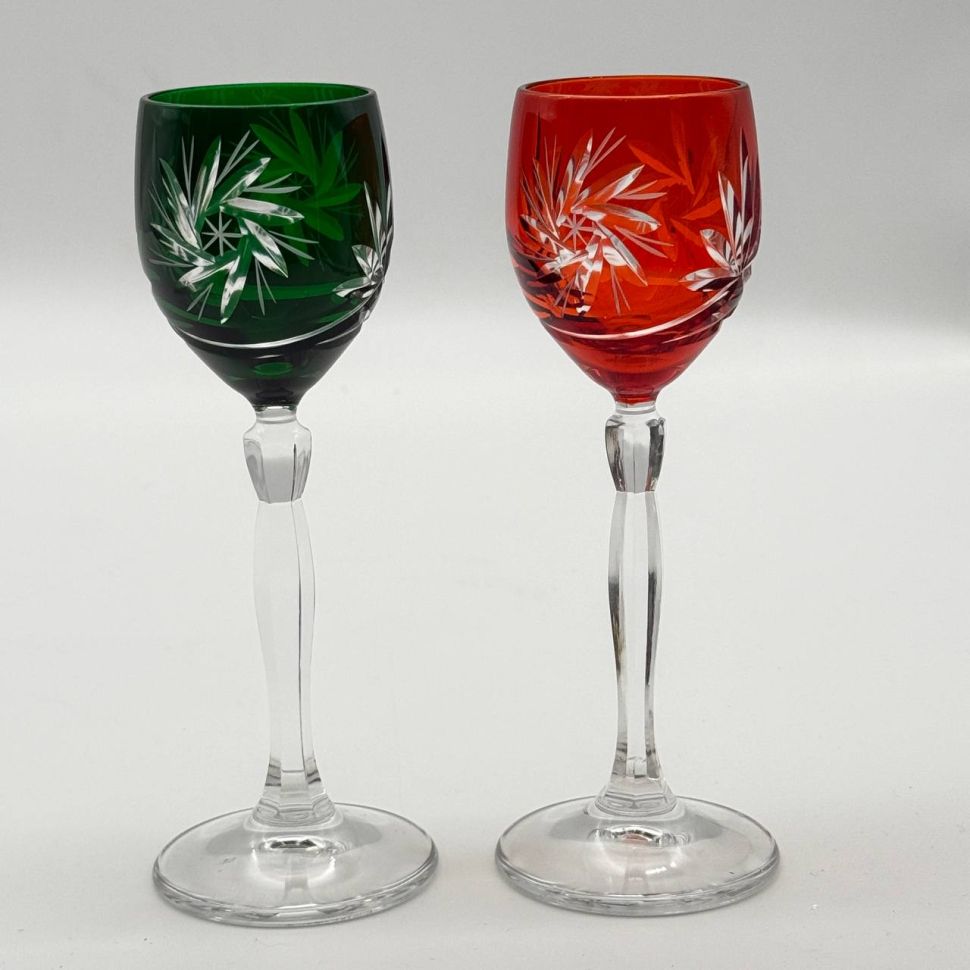 Рюмка на высокой ножке набор 2 шт. 80 мл цветной хрусталь Германия