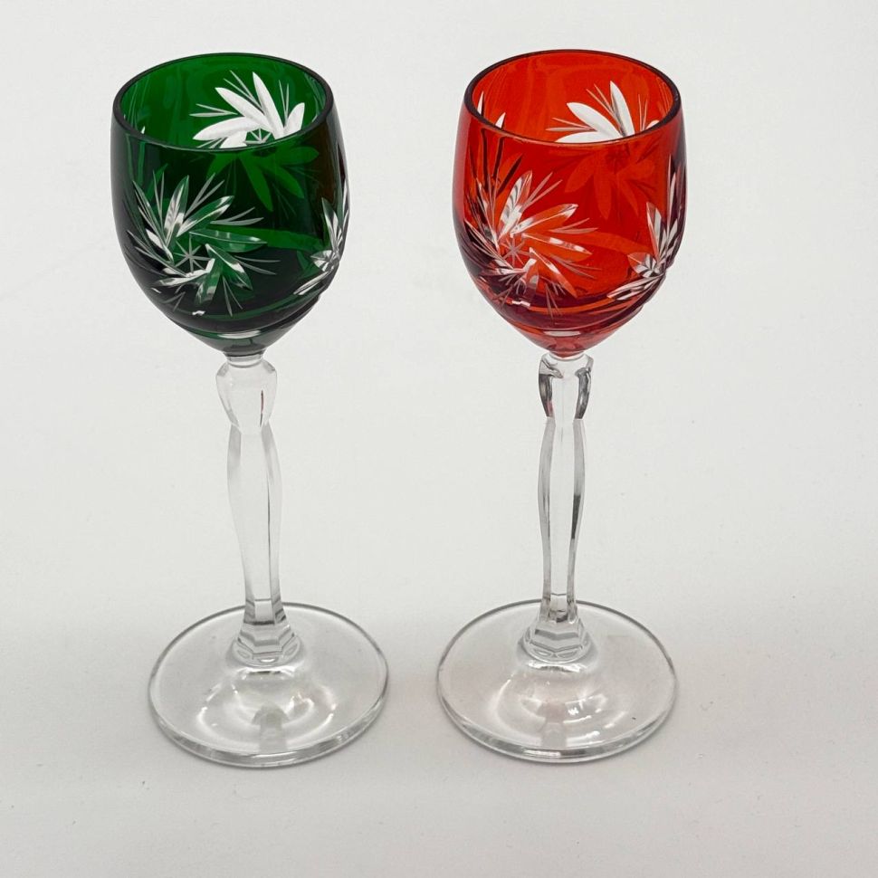 Рюмка на высокой ножке набор 2 шт. 80 мл цветной хрусталь Германия