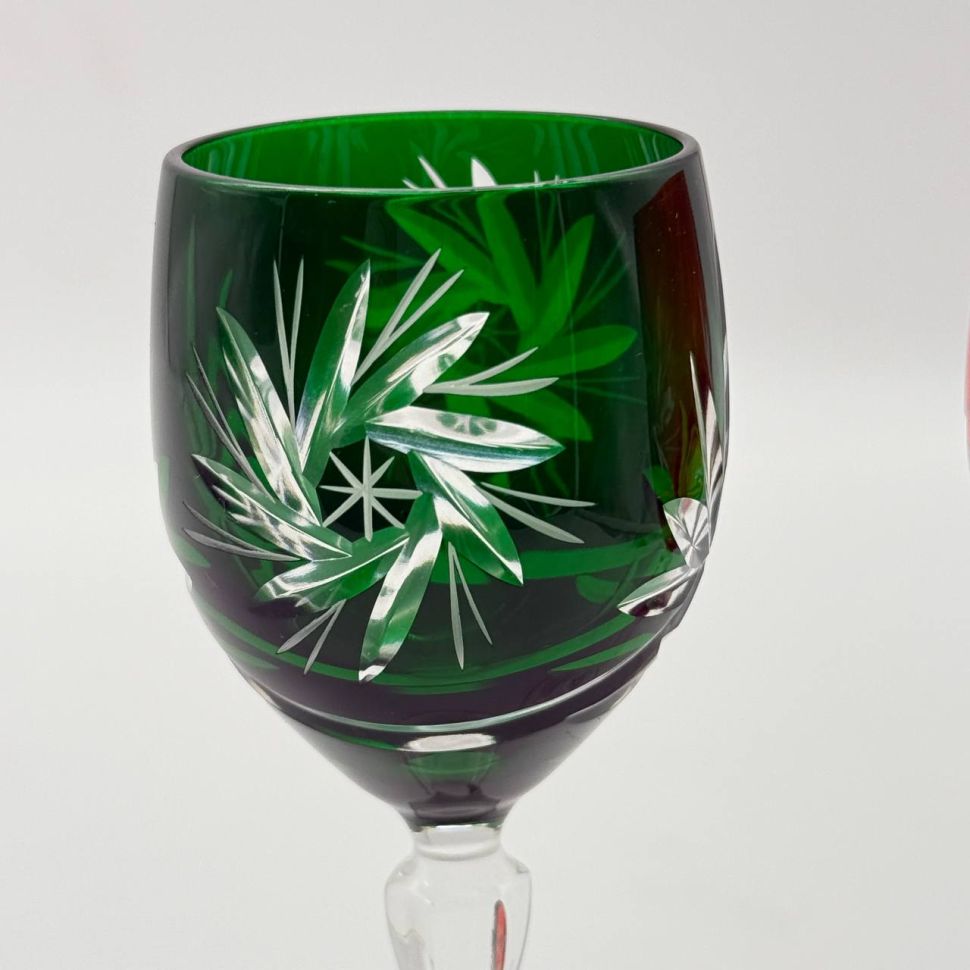 Рюмка на высокой ножке набор 2 шт. 80 мл цветной хрусталь Германия