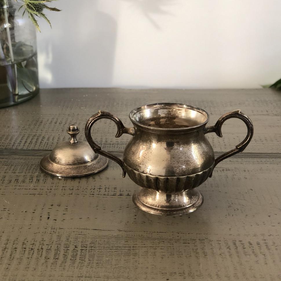 Сахарница старинная классическая мельхиор