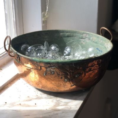Таз 32 см с ручками медь (пайка)