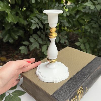 Подсвечник белый 18 см металл