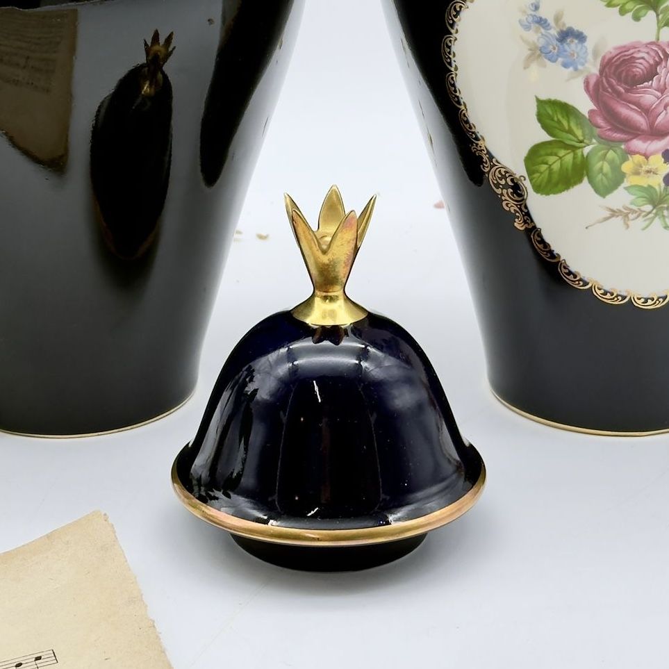 Крышка к вазе Lindner Мейсенский букет кобальт 11 см Германия 