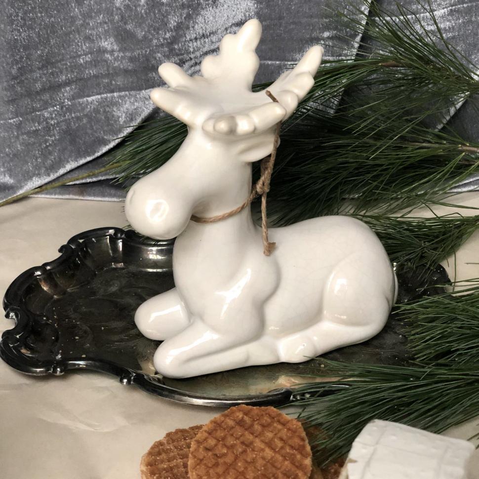 Статуэтка подсвечник лось белый керамика Голландия