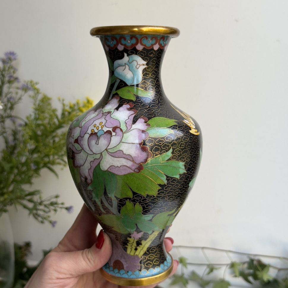 Ваза клуазоне Zi Jin Cheng 21 см латунь эмаль 