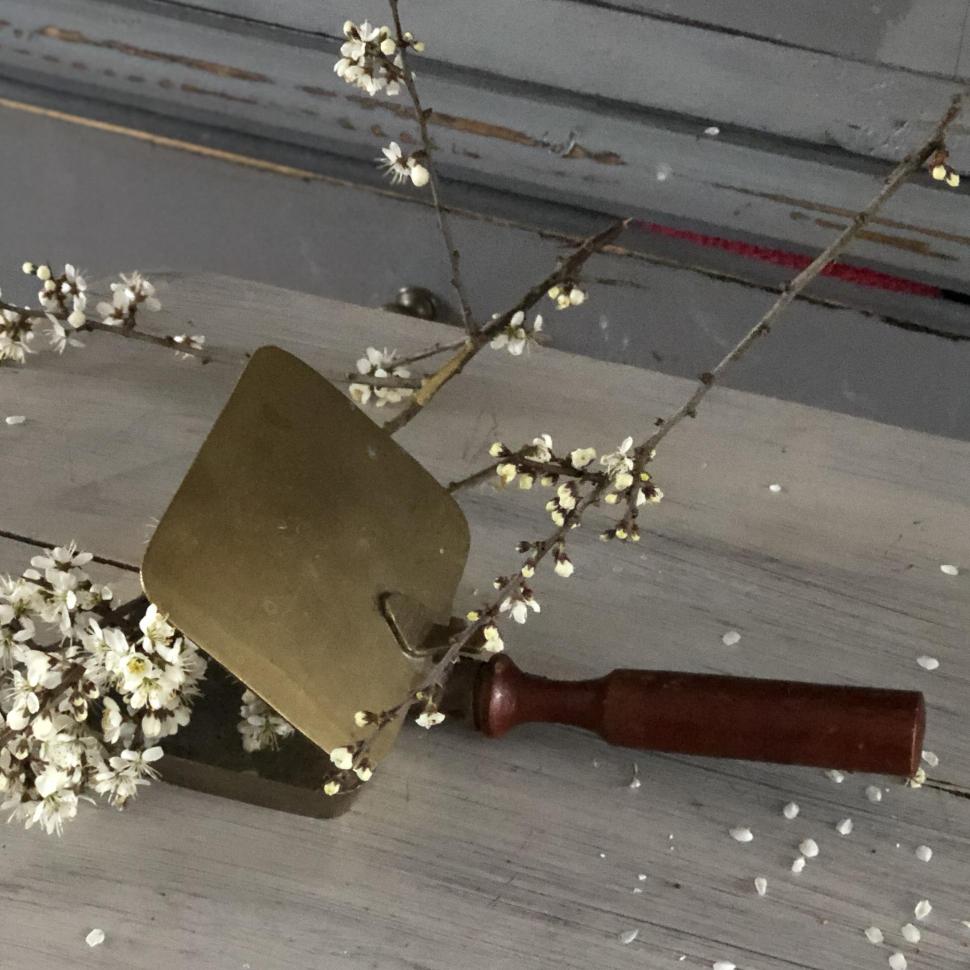 Сковорода грелка 20 см латунь дерево