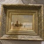 Картина Рыбацкие лодки 27х32 см см масло в деревянной раме