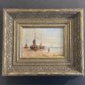 Картина Рыбацкие лодки 27х32 см см масло в деревянной раме