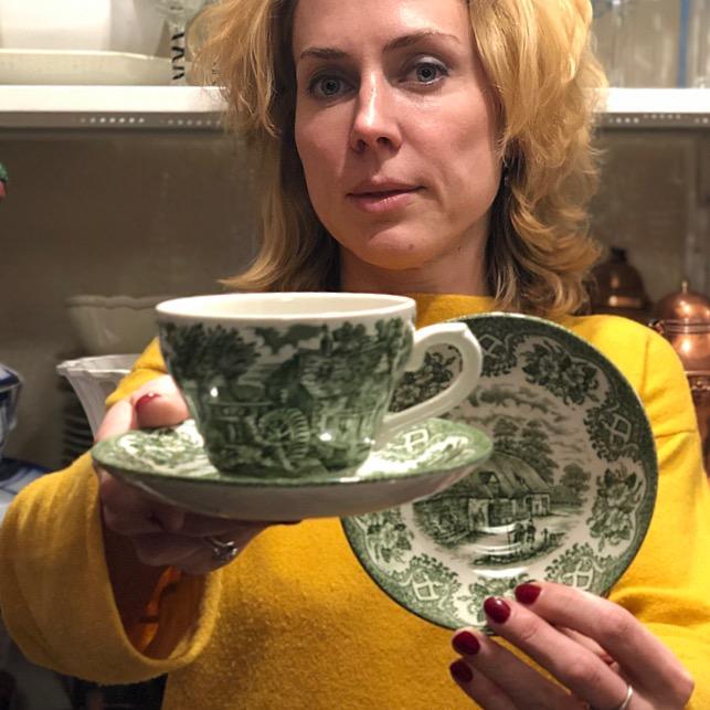 Чайная пара зеленая Staffordshire