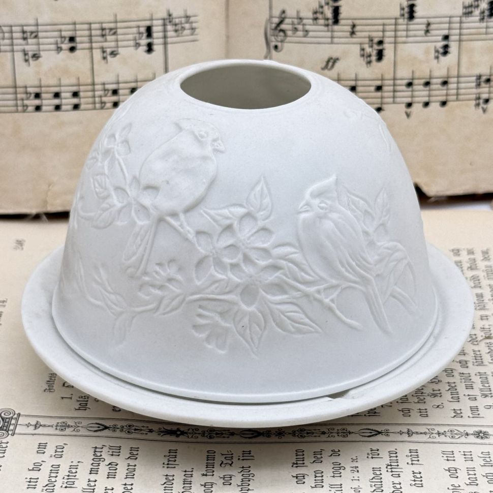 Подсвечник клош Hellmann Versand Starlight Кардинал 12 см бисквитный фарфор Германия