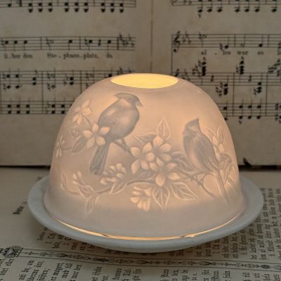 Подсвечник клош Hellmann Versand Starlight Кардинал 12 см бисквитный фарфор Германия