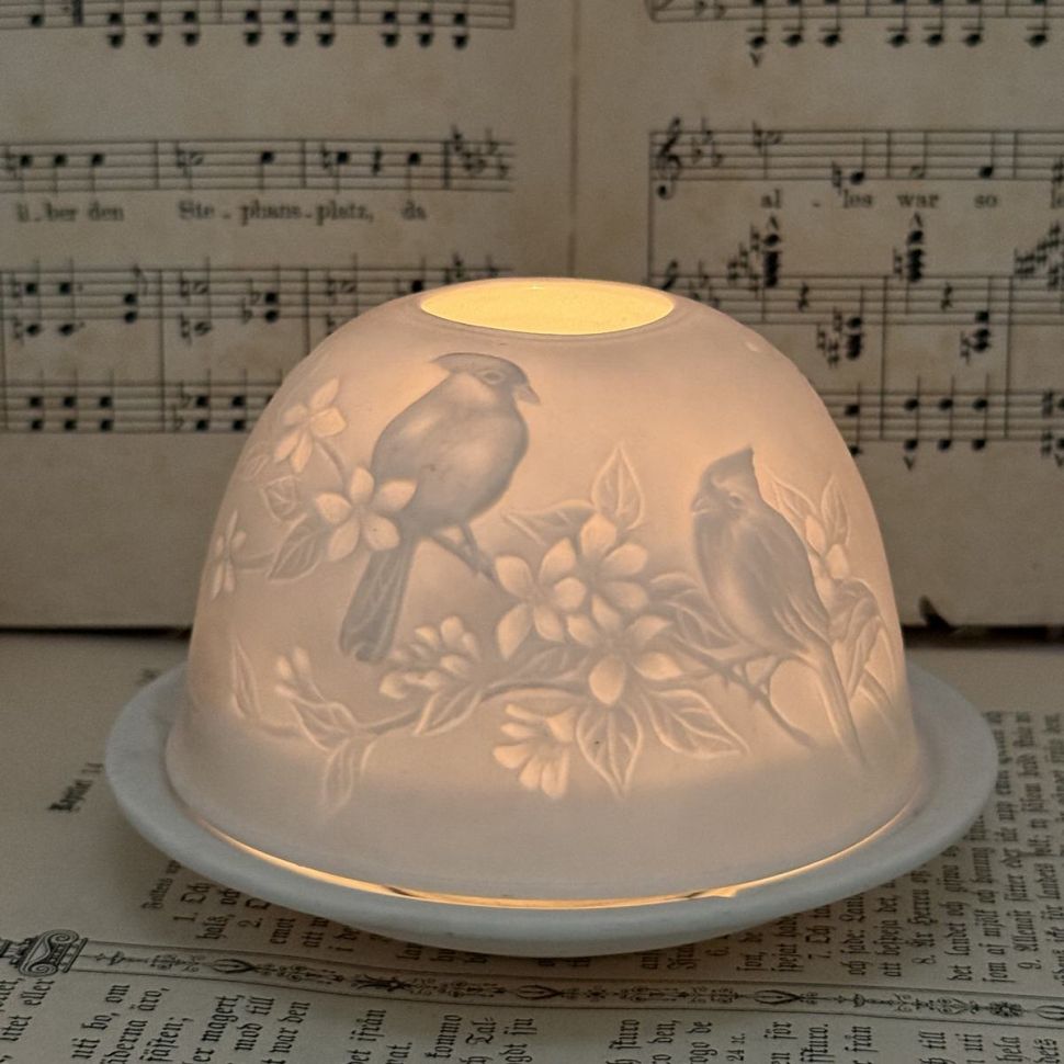 Подсвечник клош Hellmann Versand Starlight Кардинал 12 см бисквитный фарфор Германия