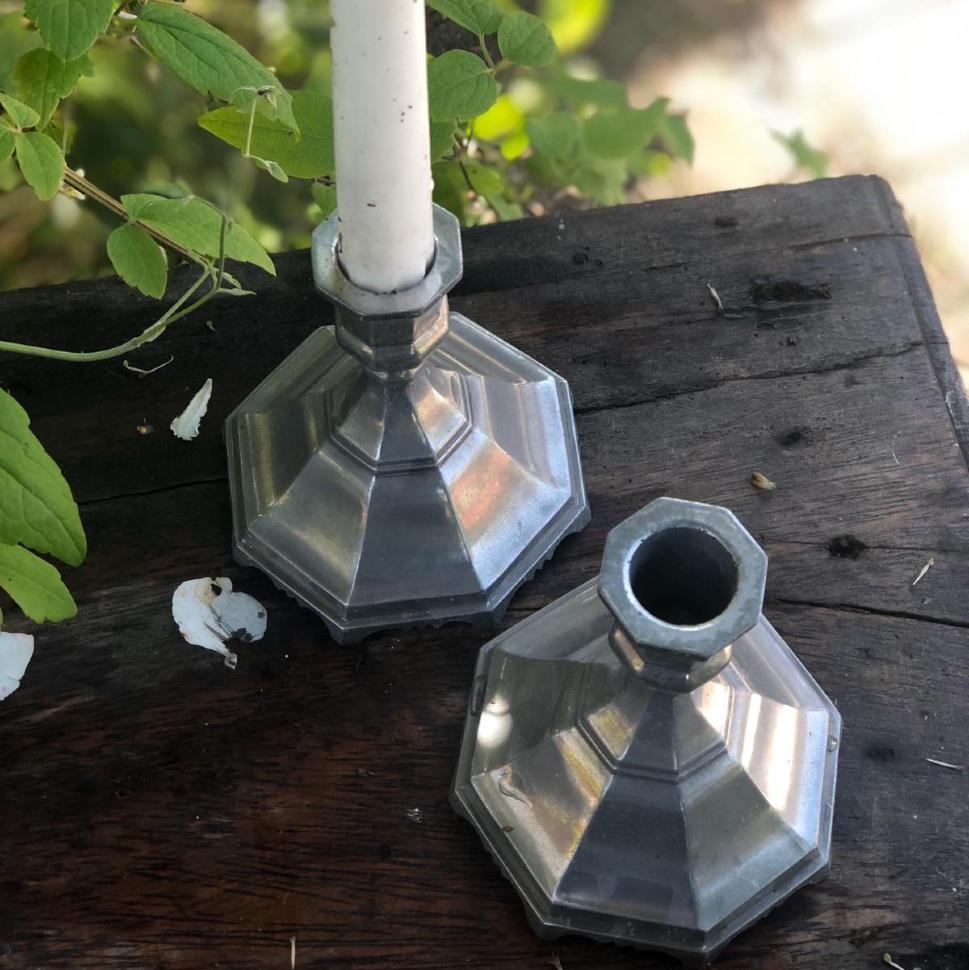 Подсвечник олово Швеция на восьмигранной основе