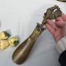 Ложка рожок для обуви петух 25 см латунь