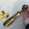 Ложка рожок для обуви петух 25 см латунь