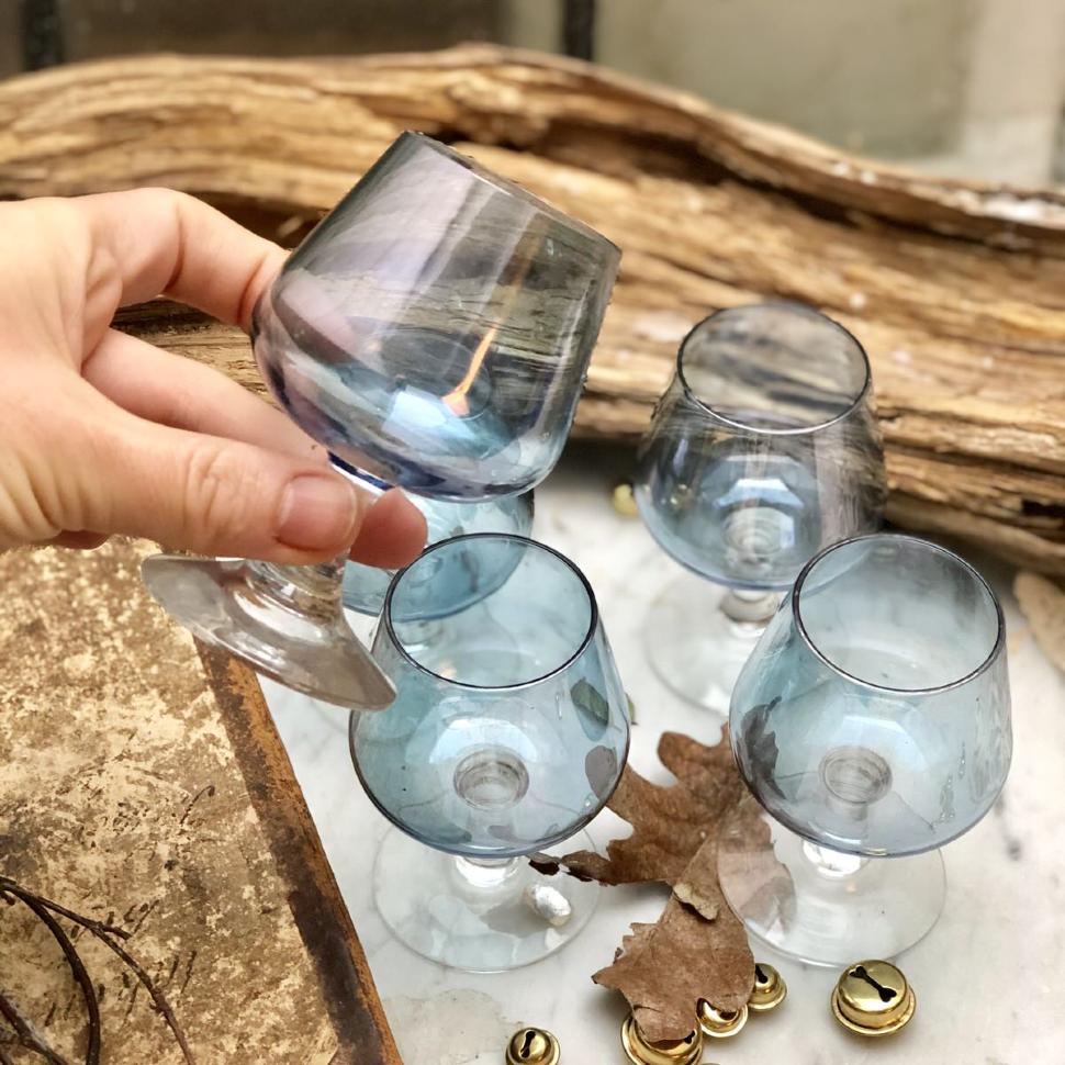 Бокал для крепкого голубой хрусталь Швеция