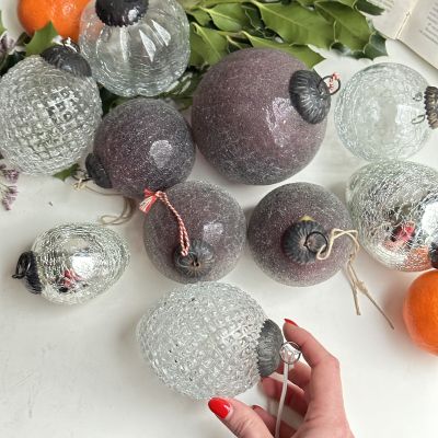 Елочная игрушка шар 7 см кракелюр стекло текстурное металл   