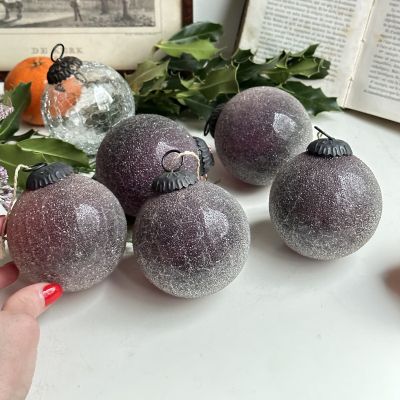 Елочная игрушка шар 7 см кракелюр стекло текстурное металл   