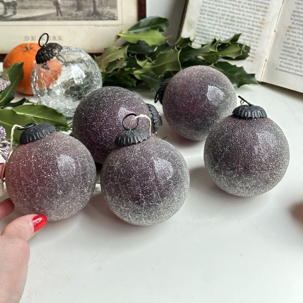 Елочная игрушка шар 7 см кракелюр стекло текстурное металл   