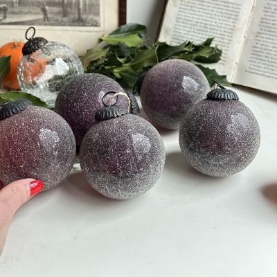 Елочная игрушка шар 7 см кракелюр стекло текстурное металл   
