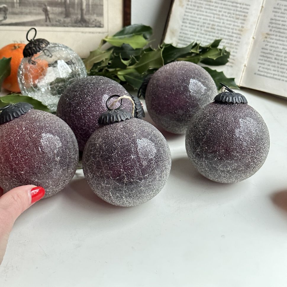 Елочная игрушка шар 7 см кракелюр стекло текстурное металл   