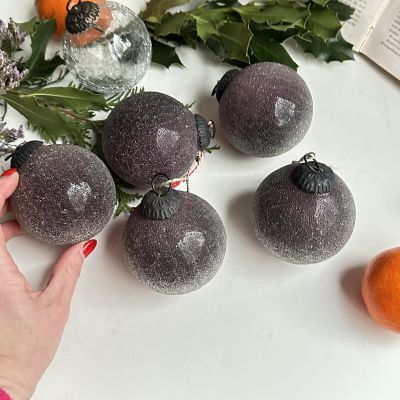 Елочная игрушка шар 7 см кракелюр стекло текстурное металл   
