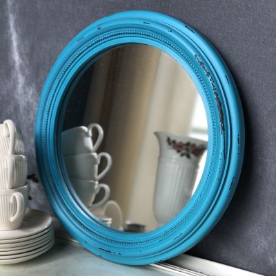 Зеркало в синей деревянной раме