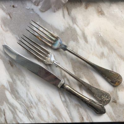 Нож столовый 24 см мельхиор патина