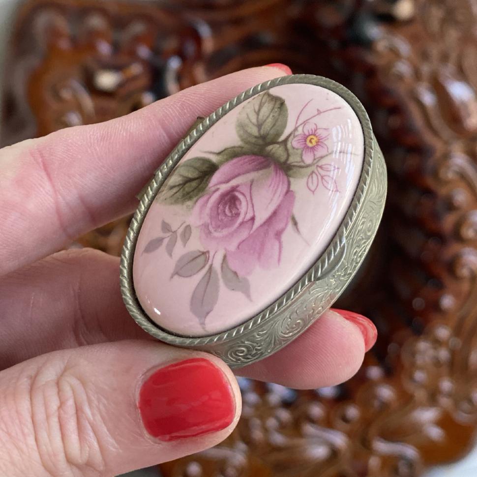 Шкатулка таблетница 5 см мельхиор эмаль