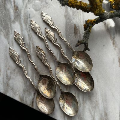 Ложка кофейная Дама 10 см серебро