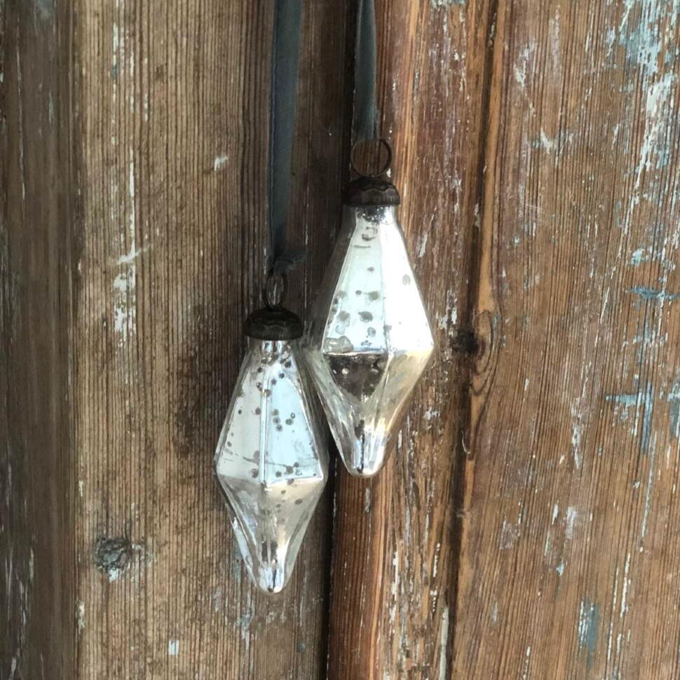 Елочная игрушка 8 см Льдинка серебряная стекло