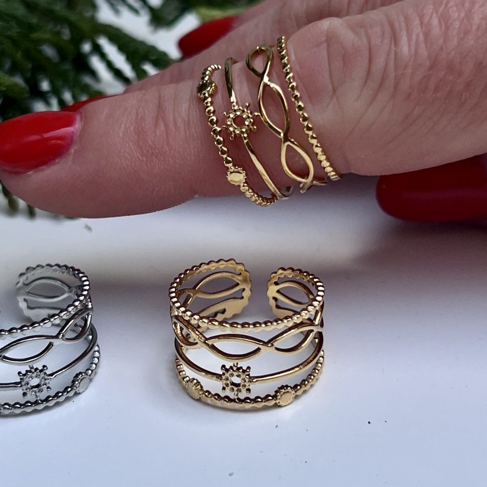 Кольцо символ Бесконечность золочение