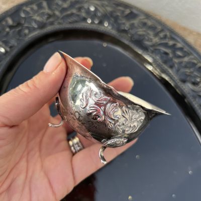 Сахарница на лапках Цветы 9 см мельхир