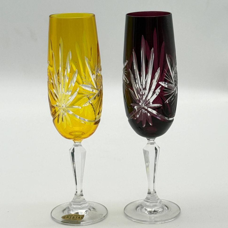 Бокал для игристого набор 2 шт. 200 мл цветной хрусталь Германия