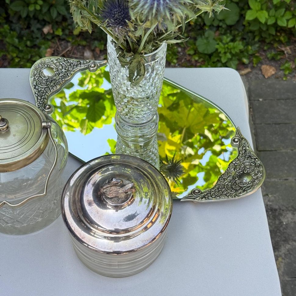 Бисквитница Лебедь 15 см хрусталь серебрение