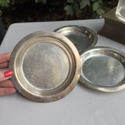 Блюдо подставка под бутылку 15 см серебрение