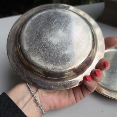 Блюдо подставка под бутылку 15 см серебрение