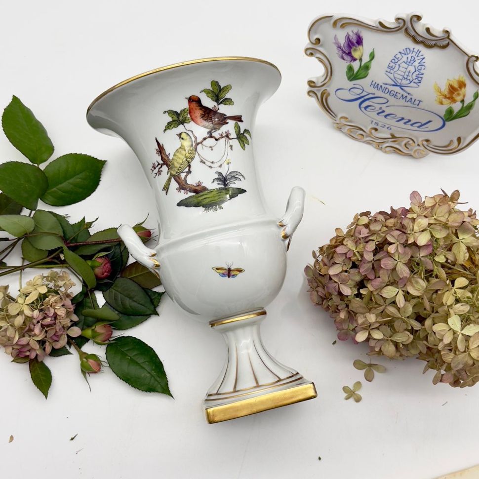Ваза формы Медичи Herend Rothschild Bird 25 см Венгрия